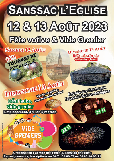 Fête votive 12 & 13 Août 2023.