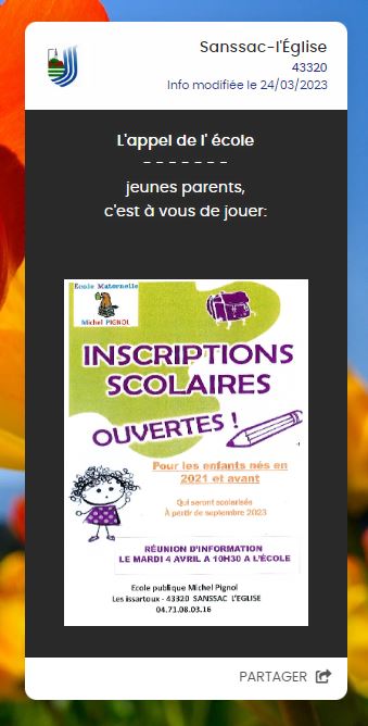 Panneau Pocket 24 Mars 2023