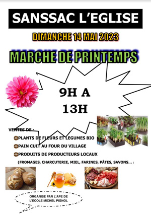 14 Mai Marché de printemps.