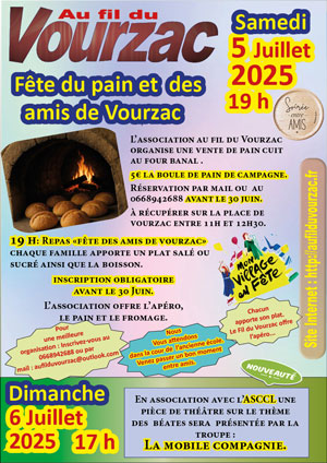 Fête des amis à Vourzac les 5 et 6 Juillet 2025