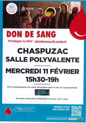 Don du sang Chaspuzac.