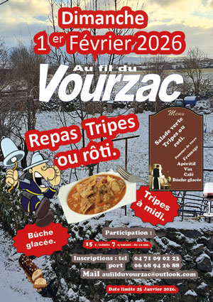 Repas tripes Vourzac Dimanche 1 er Février.