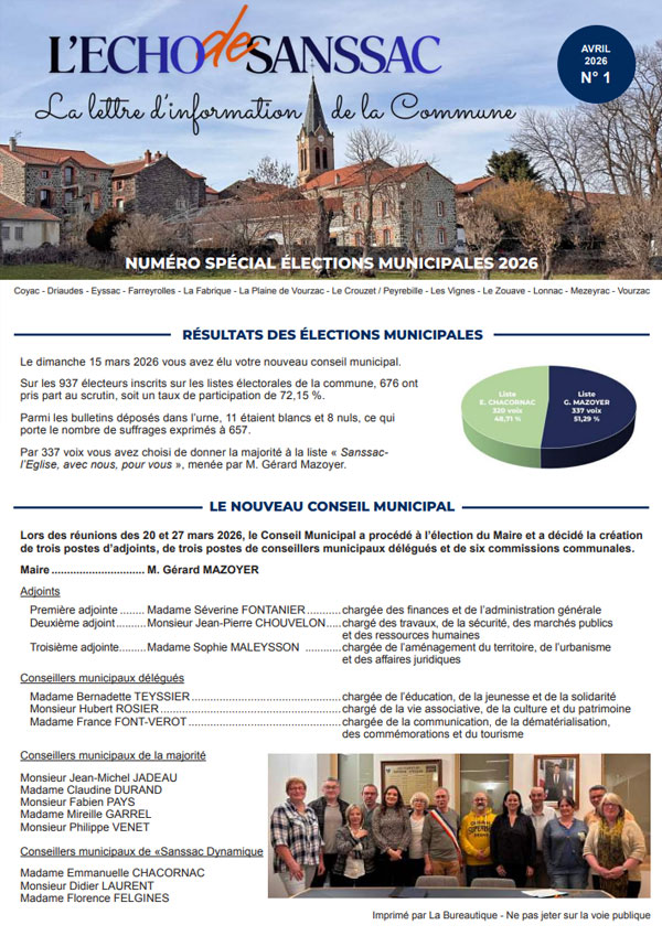 Bulletin Information Municipal N° 1.